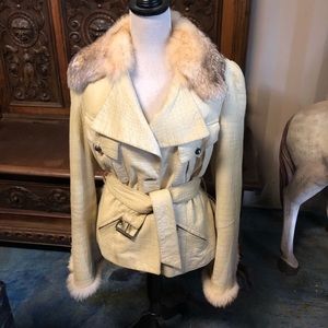 Roberto Cavalli Embossed Leather/Fox fur jacket